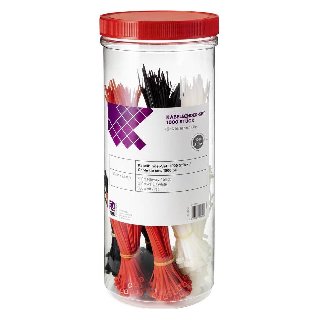 Tru Components Kabelbindersortiment, 1000tlg (Kunststoffkabelbinder, 100 mm, 1000 Stk.) (1570089)