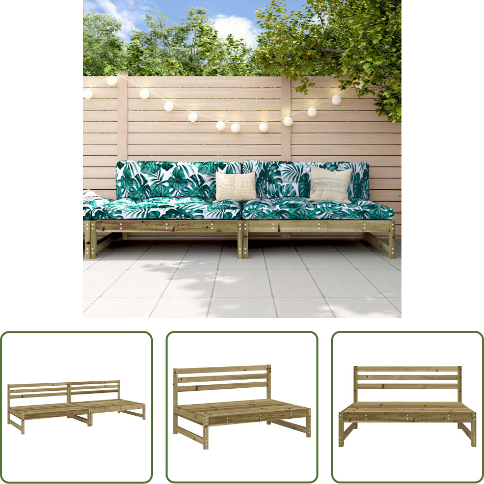The Living Store Garten-Mittelsofas 2 Stk. 120x80 cm Kiefernholz Imprägniert
