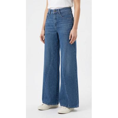 Weite Jeans MAC "WIDE extreme", Damen, Gr. 38, Länge 32, blau (blau authentic used), Denim/Jeans, Obermaterial: 82% Baumwolle, 17% Lyocell, 1% Elasthan, unifarben, sehr weit knöchellang, Jeans, im Five-Pocket Style