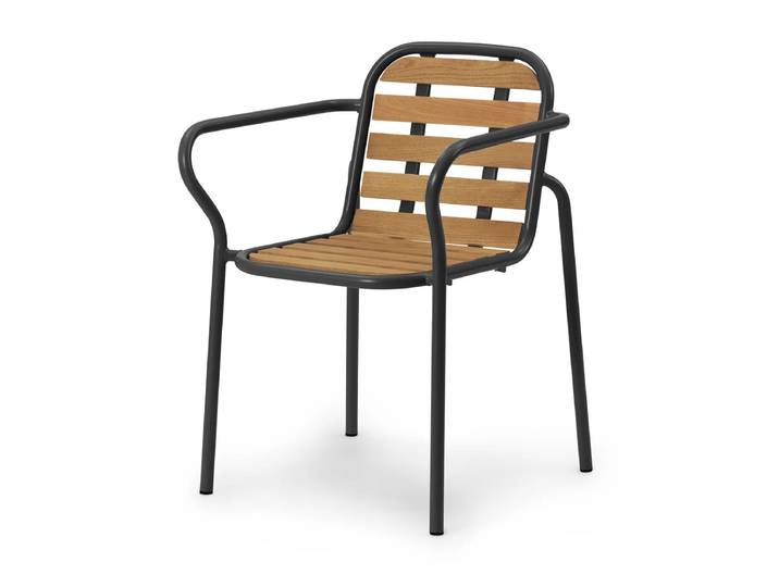 Normann Copenhagen - Vig Outdoor Armlehnstuhl, Robinie natur / schwarz