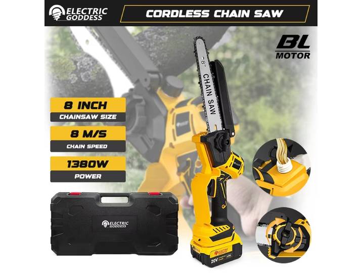 Tronçonneuse électrique sans balais de déesse, 8 pouces, sans fil, pour couper le bois, outil électrique de jardin pour Dewalt, broche de batterie 20V