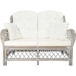 vidaXL 2-Sitzer-Sofa Grau Rattan
