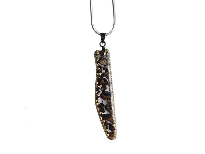 Brenham Olivine Meteorite Collier Pendentif météorite naturelle Spécimen Meteorite - CB187