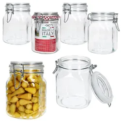 6x PRIMA Vorratsglas 1L aus Glas mit Bügelverschluss luftdicht Einmachgläser