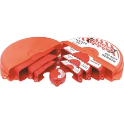 Brady, Zubehör Maschine, GVLO-SET-RD, Rot, 5 rote Durchgangsventil-Absperrungen, 1 x 065560 - Durchgangsventil 25-64