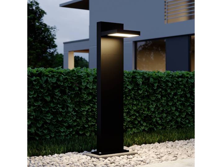 LED Wegeleuchte Silvan Lucande, schwarz, Aluminium, Modern