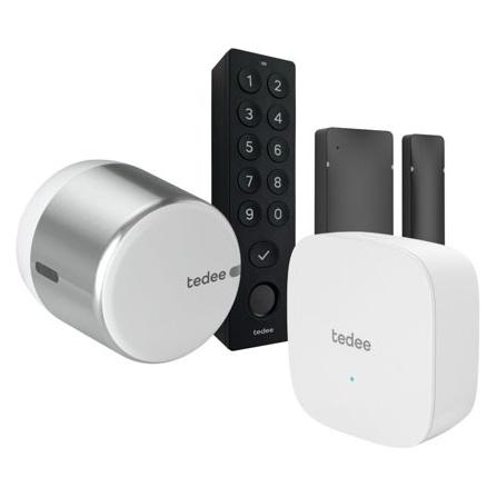Tedee Set GO2 Alu Bridge Keypad + Türsensor (Elektronische Zahlenkombination, Fingerabdruck, Smartphone) (5906288551904)