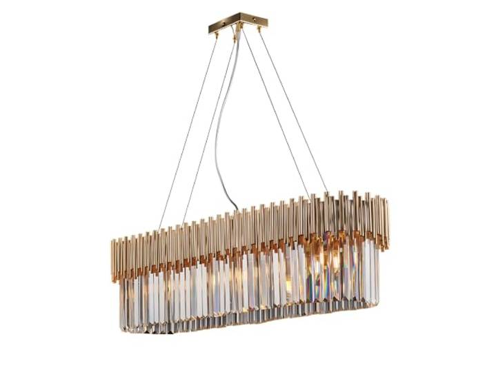 Ravel Hedendaagse kroonluchter metaal goud en kristal 8 lampen E14
