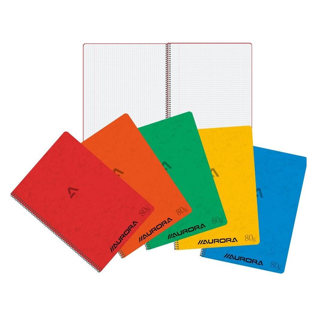 Aurora Notizbuch Spiralbindung DIN A4 Kariert Pappe Farbig sortiert (A4, Kariert) (2960KQ5)