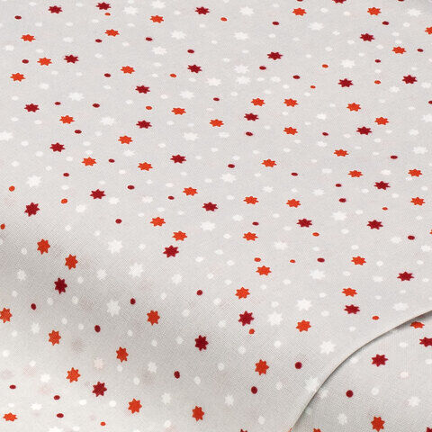 Baumwollstoff Stars & Dots „Sina“, grau/rot