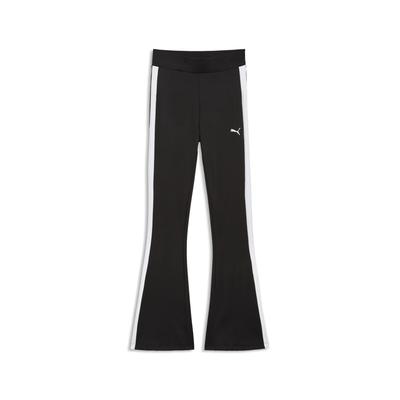 Leggings PUMA "T7 Ausgestellte Leggings Damen", Damen, Gr. M, Normalgrößen, schwarz-weiß (schwarz), Obermaterial: 89% Polyester, 11% Elasthan. Seitenpartie: 11% Elasthan, 89% Polyester, unifarben, eng, Hosen Leggings