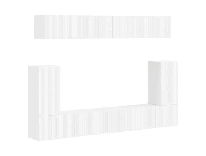 GKHPYURE TV-Möbel-Set, Wandmontage, 5 Stück, weiß, Holz, mehrschichtig 8 Türen, 1 Regal, 98 x 31 x 29,5 cm, Wandmontage, Wohnzimmerorganisation