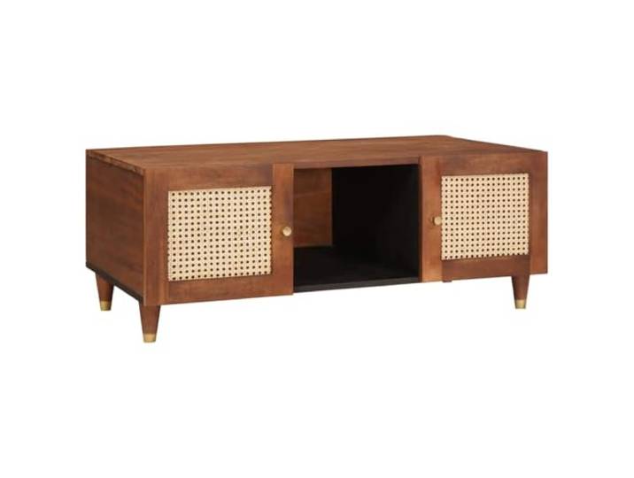 GHVBNMF Couchtisch Massivholz Mango 100x54x40 cm Wohnzimmertisch Nachhaltiges Mangoholz mit 3 offenen Fächern für Zeitungen im Wohnzimmer. Robuster Tisch mit 75 kg Belastbarkeit.