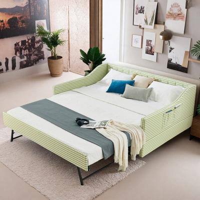 ZWYO HOSIMU Full Upholstered Daybed with Tufted Backrest, Pull-Out Trundle & Storage Sofa Bed