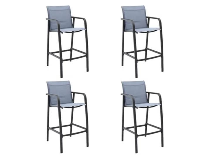 HEFZGDB 4 Barhocker Set für Garten, Balkon und Terrasse – Robuste Stahlkonstruktion, Wetterfestes Textilgewebe, Einfache Montage und Hohe Stabilität mit 110 kg Belastbarkeit