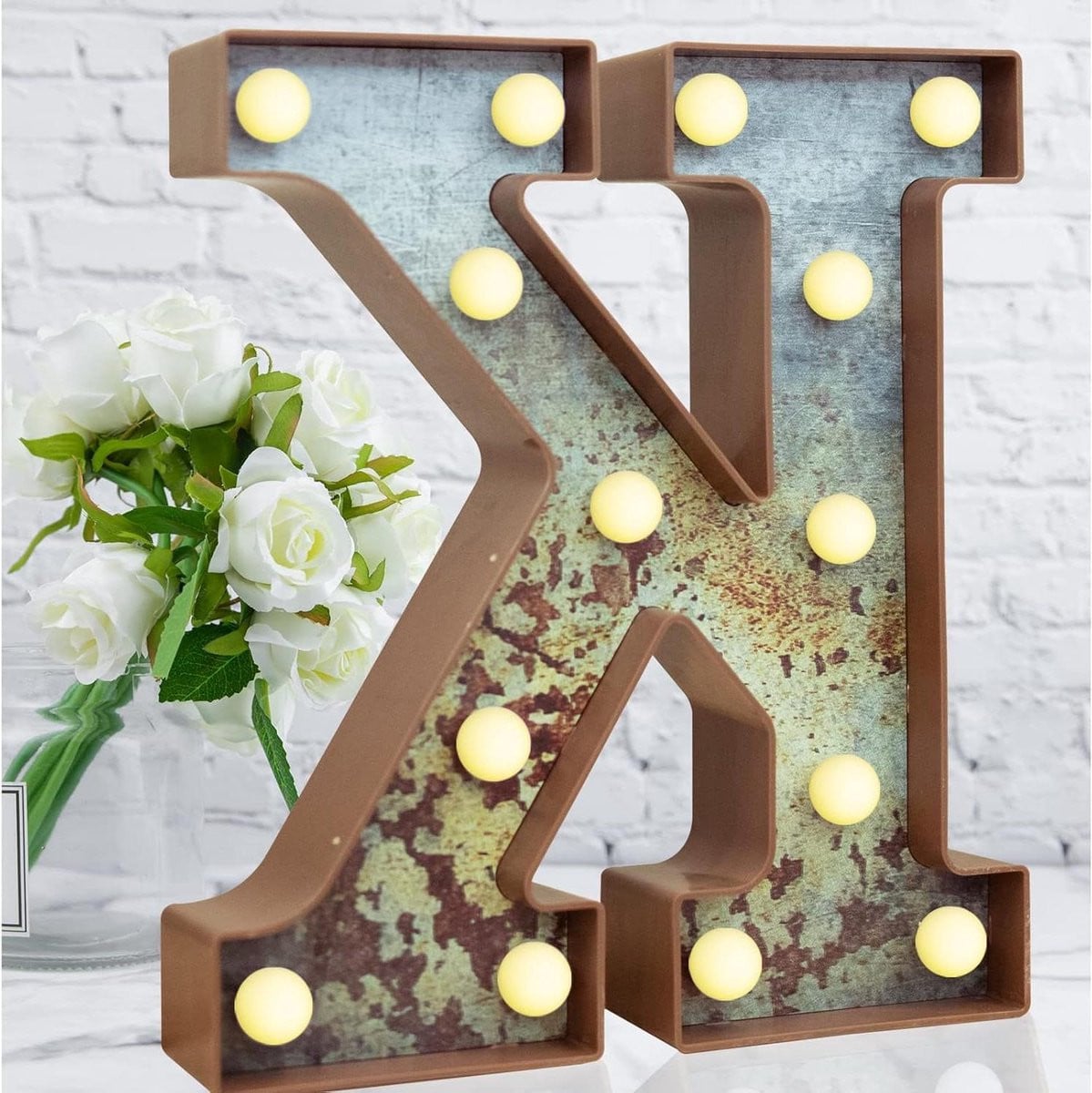 Verlichte Letter K - Neon Letter Lichtbak - Industriële Vintage Stijl - Roest - Wandmontage