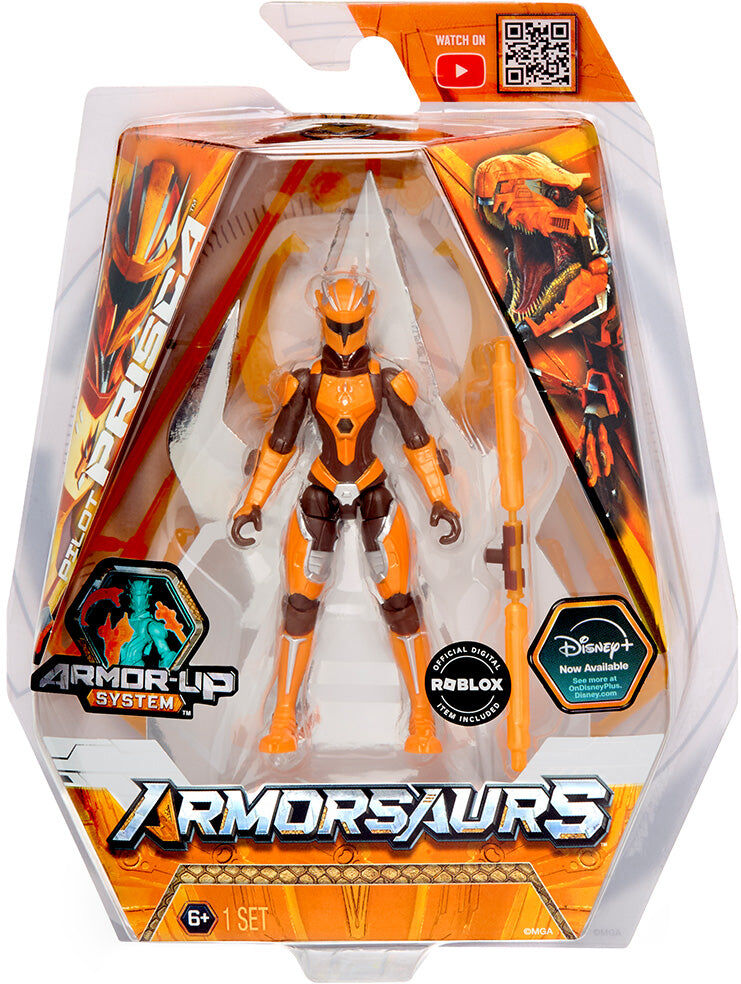 MGA Entertainment Armorsaurs Raptor Pilot Prisca Silva 3.75-Inch Action Figure - 11 Points of Articulation - Compatible with Armorsaurs Armor-Up Dinosaurs