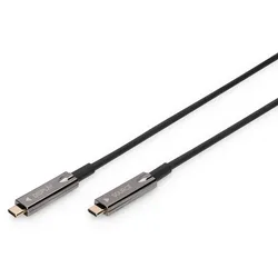 DIGITUS HDMI AOC Hybrid Glasfaserkabel Typ USB C-USB C St/St, 20.0m, UHD 4K, 4K@60Hz, USB 3.1, sw