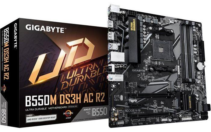 Gigabyte B550M DS3H AC R2 Micro-ATX Moederbord met AMD B550 chipset, DDR4 en WiFi AC