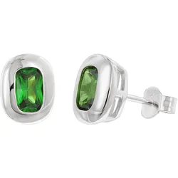trendor 21440-11 Damen-Ohrringe 925 Silber Ohrstecker Zirkonia Smaragdgrün
