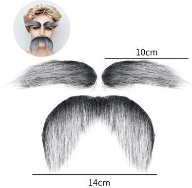 Uplift Treasures Self Adhesive Fake Mustache Beard Set grey White
