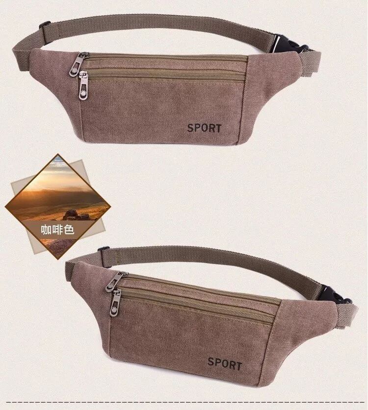 INF Canvas Bauchtasche mit Tasche - Outdoor Sport Gürteltasche Kaffee