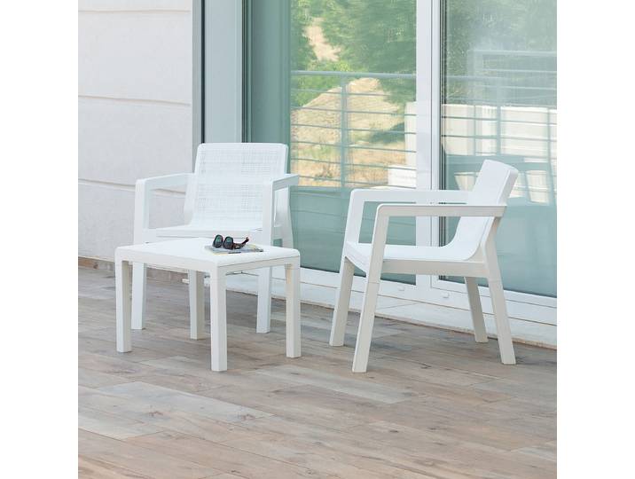 Salon de jardin Riviera 3 pièces Blanc/Blanc