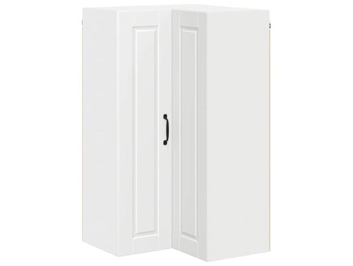 fsahslih Wand-Eckschrank Porto Weiß 57x57x100 cm Holzwerkstoff Platzsparender Hängeeckschrank für die Küche mit 2 Türen und 3 Einlegeböden für übersichtliche Aufbewahrung.