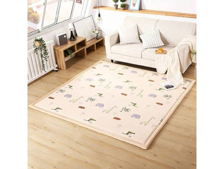 Lrisveana Krabbelmatte Baby Dicke 2 cm Spielmatte Kinder Spieldecke Kinderteppich Spielteppich Baby Spielmatte Bodenmatte Kinder 150 x 150 cm rutschfest Seiten für Drinnen und Draußen