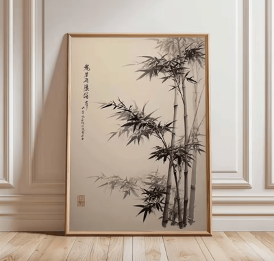 Inspire Curations Japanese Zen Pine Tree Canvas Poster Minimalist Oriental Wall Art Decor tl1746 50x75cm No Frame