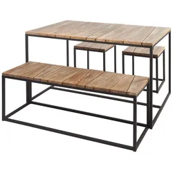 Tischgruppe Alois aus massiver Robinie, modern, Outdoor, Natur Schwarz, rechteckig, von Jan Kurtz