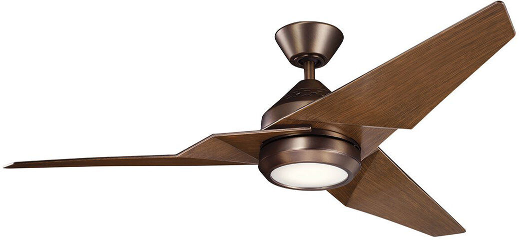 Metro Camptown 60cm Ceiling Fan with LED Lights Walnut/Oil Brushed Bronze 60cm
