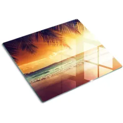 GLASPLATTE 60x52 cm Tropischer Strand