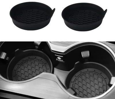 Inspired Finds Universal Silicone Car Cup Holder Coasters Non Slip Interior Pads (2 4pcs) black 2pcs