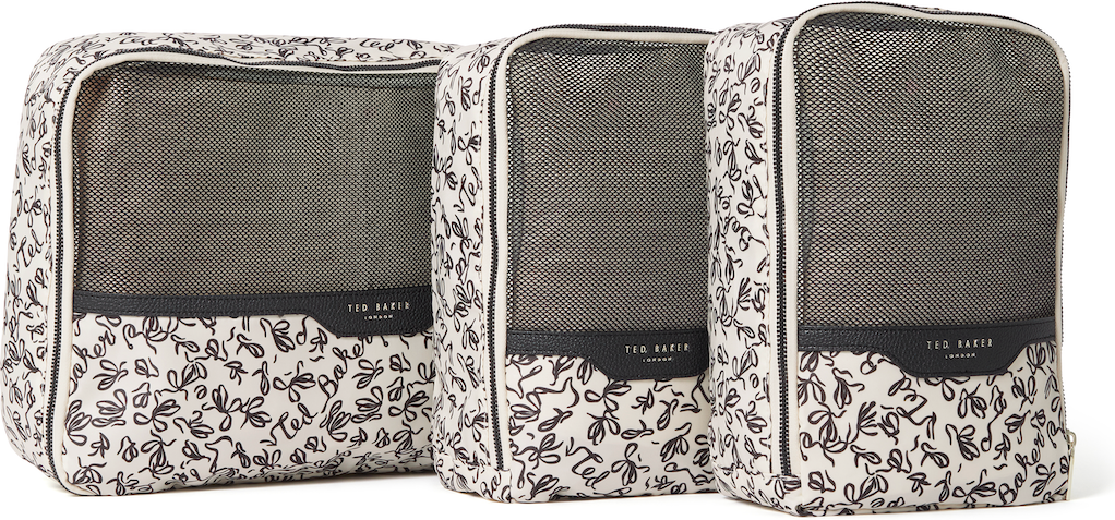 Ted Baker Icon Travel Set of Packing Cubes - Cream/Black
