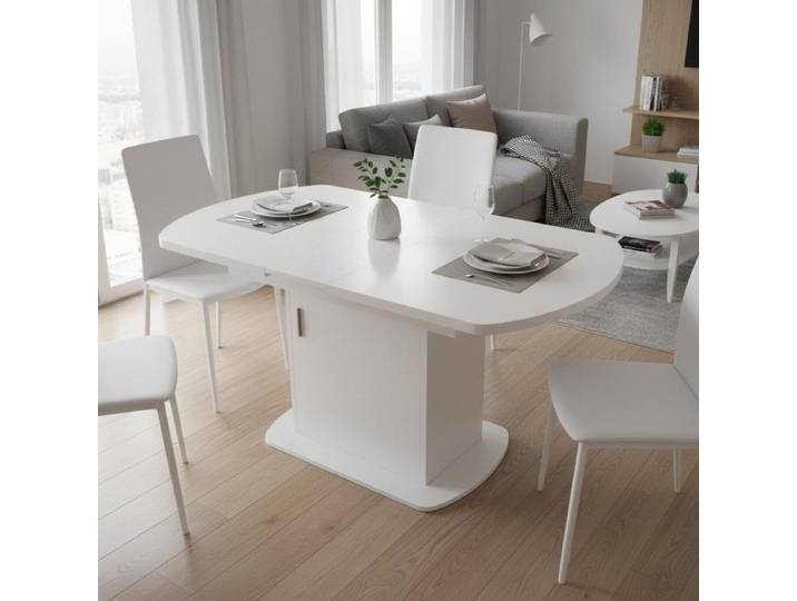Table à manger ovale extensible, L110/130*W70*H75cm, table à manger avec rangement, table de café et de loisirs, table à manger moderne et minimaliste, table à manger multifonctionnelle peu