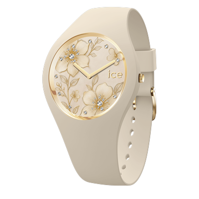 Quarzuhr ICE-WATCH "ICE flower", beige (beige, beige), Armbanduhren, Damen, beige, Quarzuhr, Armbanduhr, Damenuhr, Silikonarmband, analog