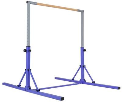 Costway Foldable Gymnastics Bar for Kids with 3-Level Adjustable Heights-Purple