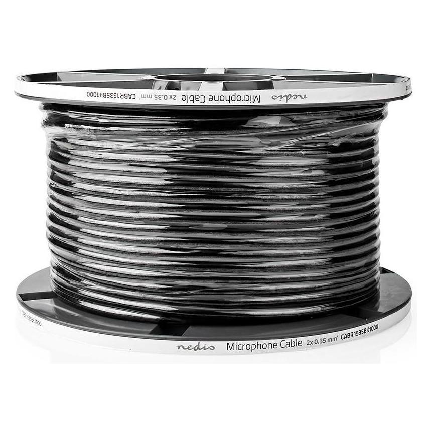 Nedis Mikrofonkabel| 2x 0.35 mm²| Kupfer| 100.0 m| rund| PVC| Schwarz| - Verlängerungs (100 m) (CABR1535BK1000)