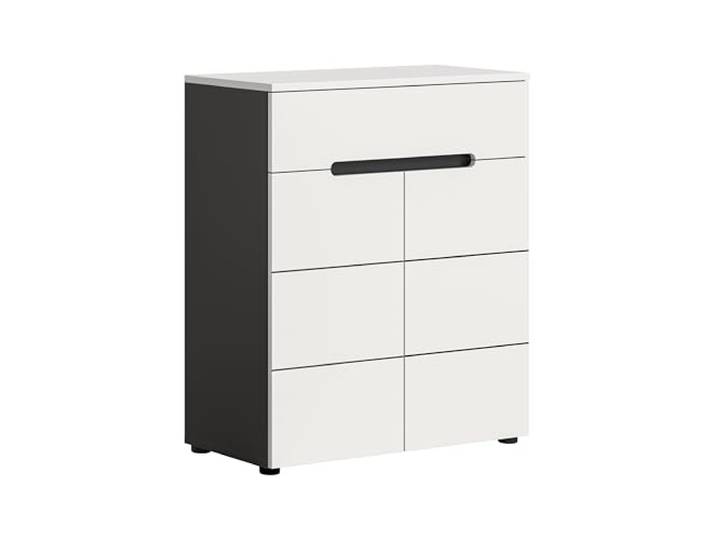 xonox.home - Schoenenkast Canu 80x94x37 cm in corpus basalt grijs Nb. en voorzijde wit Nb. - Schoenenkast commode Highboard opbergkast - modern en stijlvol