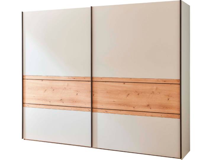Schwebetürenschrank WIEMANN Asti , beige (champagner, dekor), B:246,3cm H:217cm T:67cm, Holzwerkstoff, Schränke, Schwebetürenschrank, hochwertige Beschläge