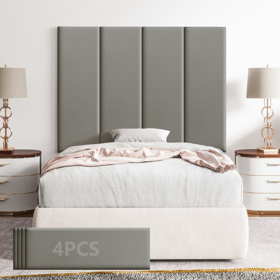 WOWMAX Faux Leather Peel Stick Wall Panels Grey 30cm H x 90cm W