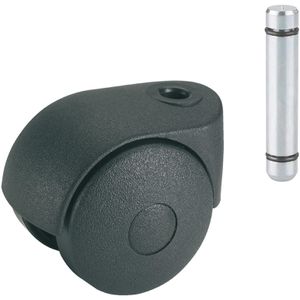 Dörner+Helmer Möbelrolle 761120, mit Einsteckstift, 40mm Ø, Tragkraft 20 kg, Doppel-Lenkrolle aus Kunststoff