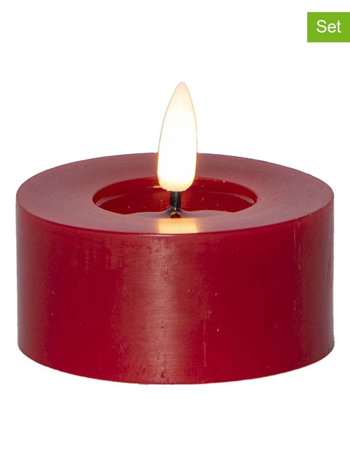 STAR Trading 2er-Set: LED-Wachskerzen in Rot - (H)5,5 x Ø 7 cm - onesize