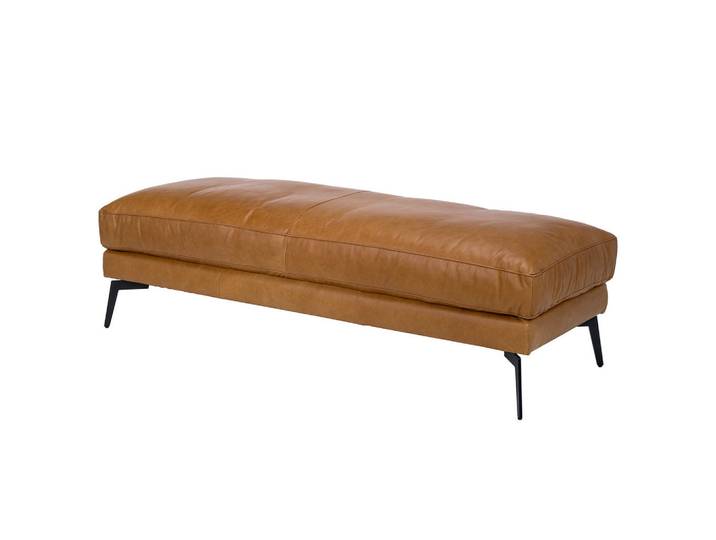 P & B Hocker Berlin, Cognac, Metall, Echtleder, Anilinleder, rechteckig, 163x46x62 cm, Wohnzimmer, Hocker, Sitzhocker
