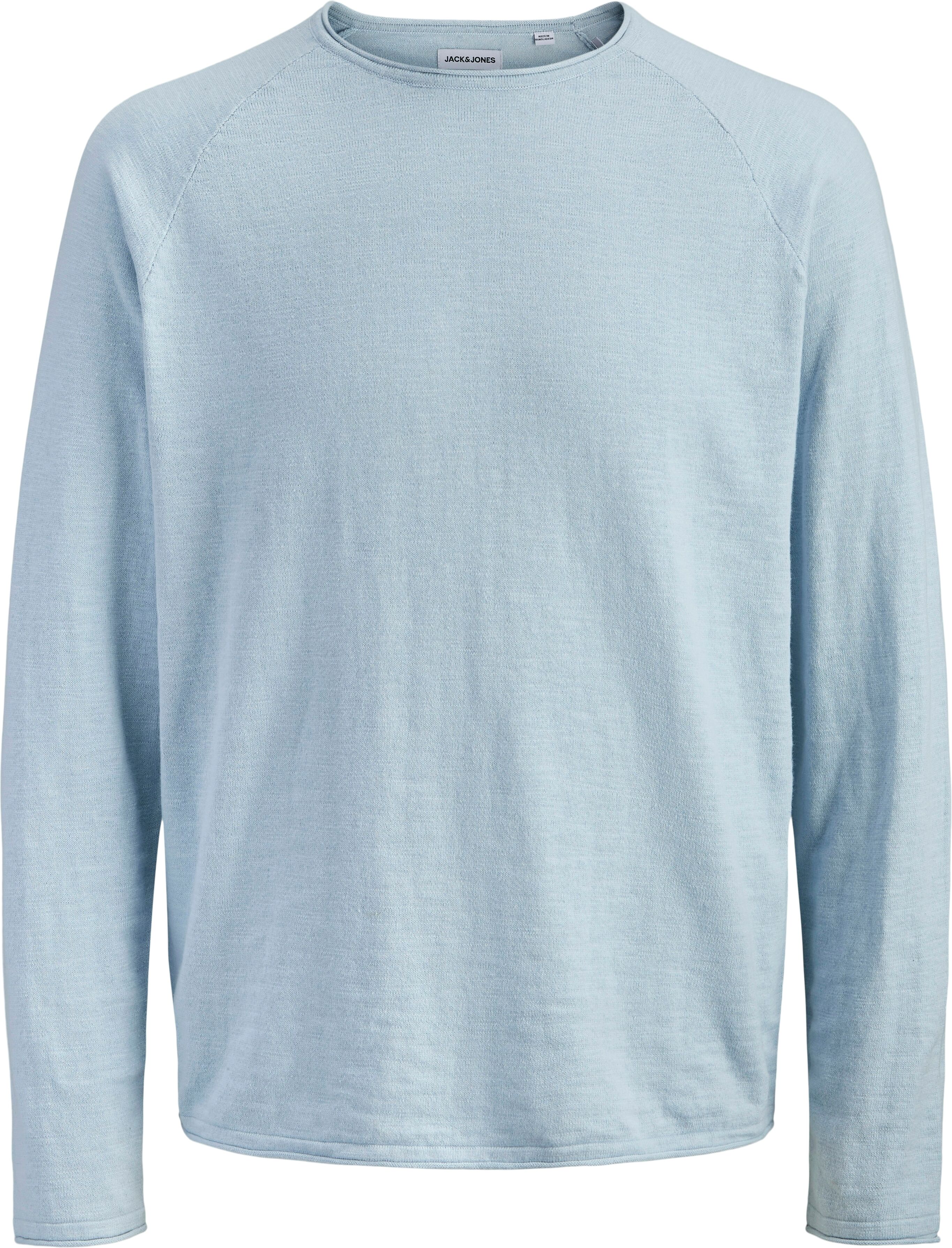 Strickpullover JACK & JONES "JJBREEZE KNIT CREW NECK", Herren, Gr. S, blau (celestial blau), Strick, Obermaterial: 100% Baumwolle, unifarben, regular fit, Rundhals, Pullover Strickpullover celestial blau S