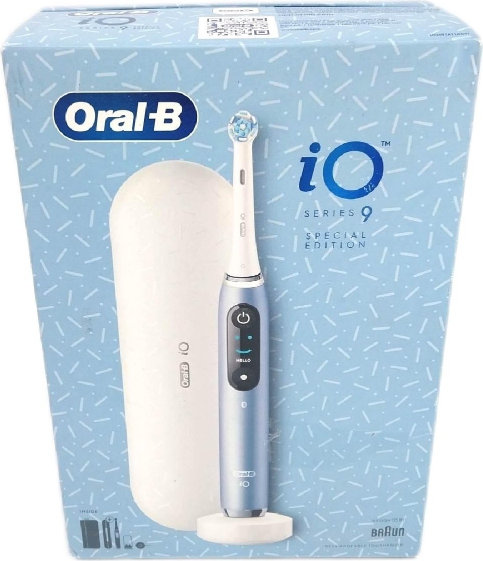Oral-B iO Series 9 Special Edition, elektrische Zahnbürste, Bluetooth verbunden, 7 Bürsten-Modi, 1 Reiseetui, 1 Tasche, Blau