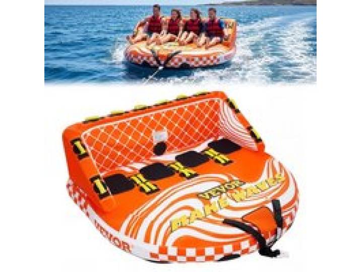 VEVOR Fun Tube Set zum Bootfahren, Aufblasbare Schleppboote für 1–4 Personen, 300 kg Wassersport-Schleppschlauch zum Ziehen von Booten – mit Haltegriffen, Schlepppunkten und Sicherheitsventil