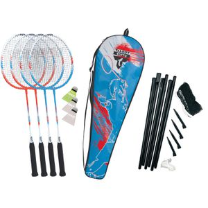 Talbot-Torro Badmintonschläger 4-Fighter, Set, 9-teilig, 4 Schläger, 3 Bälle, Netz & Tragetasche