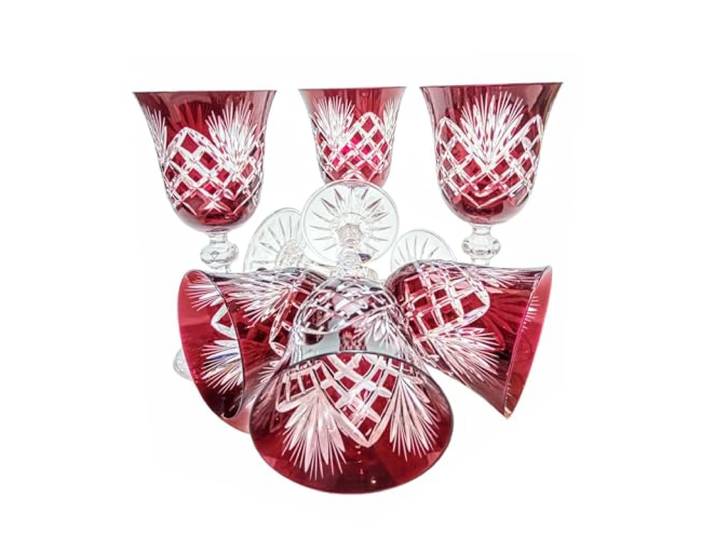 MaRika Kristall Weingläser 6er Set – 170 ml, Rubinrot, handgefertigt, 6er Set – Elegante Weingläser, perfekt für Rotwein, Weißwein, hochwertiges Geschenk für besondere Anlässe